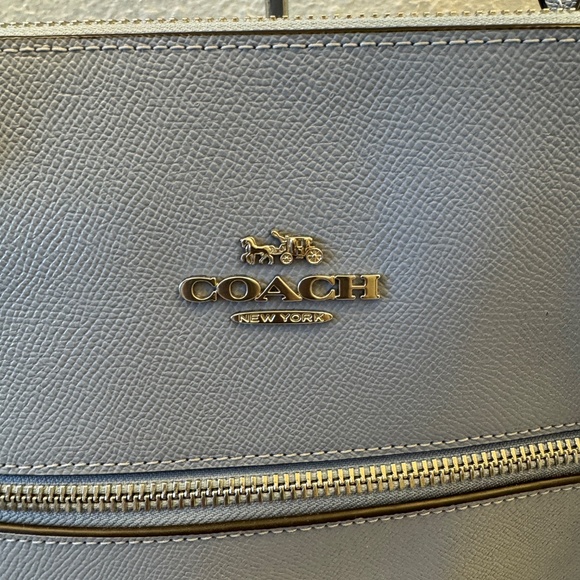 Coach 79608 women's Gallery Tote Crossgrain Leather shoulder Bag Ice Blue - Picture 6 of 15